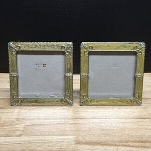 2 Ashleigh Manor Enamel Victorian Tabletop Picture Photo Frames 6 X 6 Gold Set